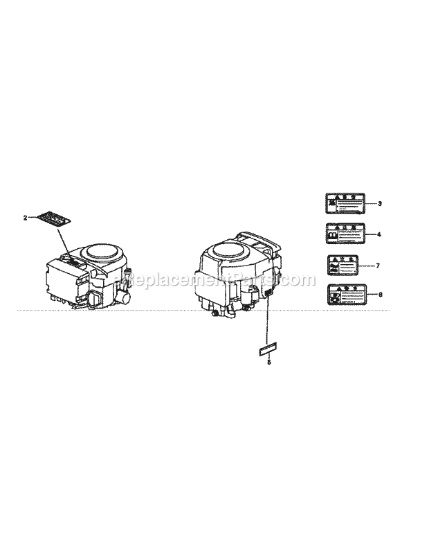 Gxv620k1 Label Diagram and Parts List for M48-HN 53BB5E6V750-20-HP-OHV Cub Cadet Lawn Tractor